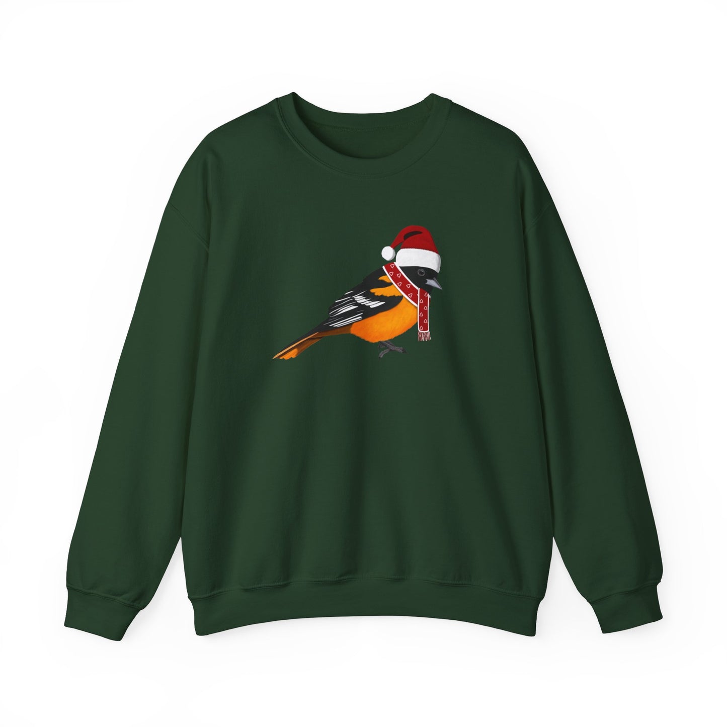 Baltimore Oriole with Christmas Hat Bird Birdwatcher Sweatshirt