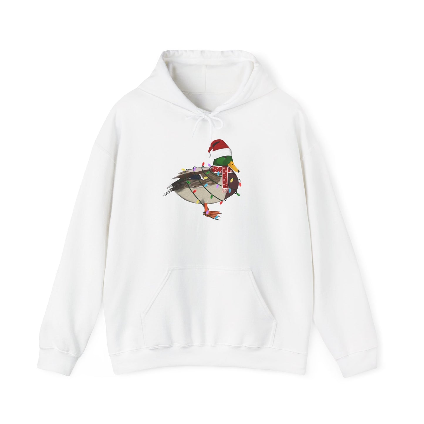 Ente Weihnachts-Hoodie - Vogel als Weihnachtsmann mit Lichterkette Sweater