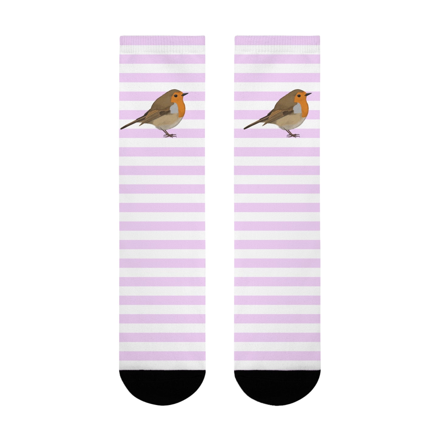 Rotkehlchen Vogel Socken mit Rosa Weißen Streifen für Vogelfreunde & Vogelbeobachter