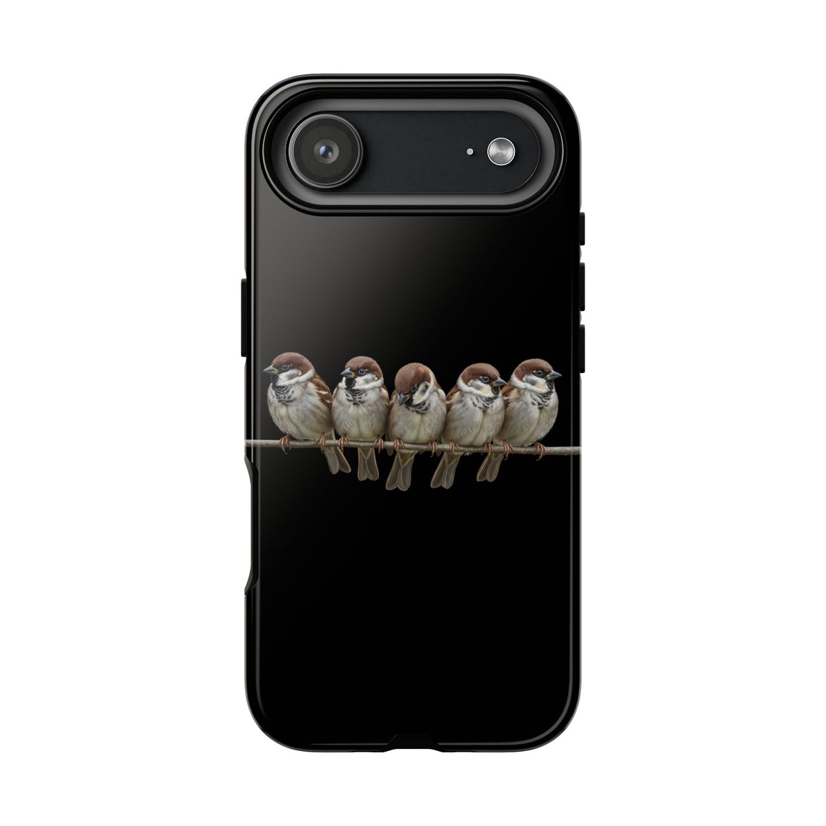Codirosso su un ramo Cover premium per cellulare – Doppia protezione e stampa integrale, nera