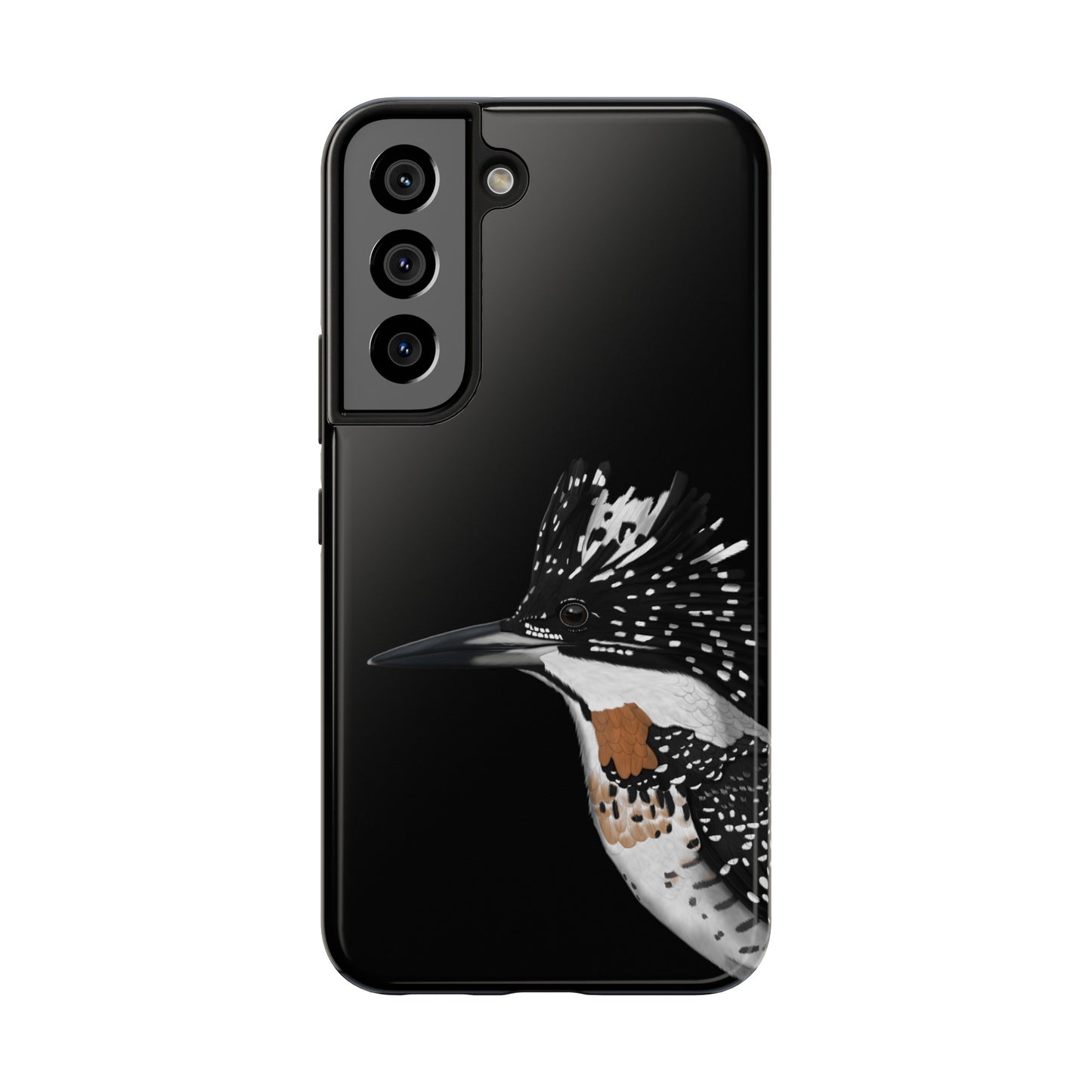 Crested Kingfisher Bird Art Tough Phone Case Black