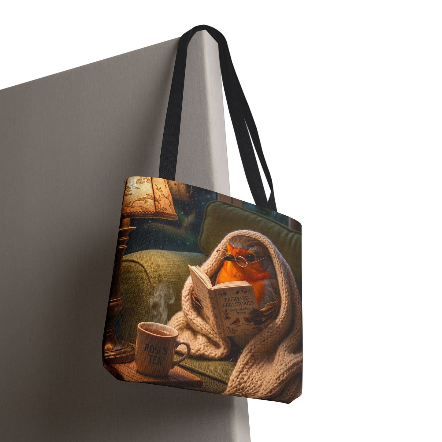 Robin Rosi Cozy Reading Tote Bag for Book Lovers and Bird Enthusiasts