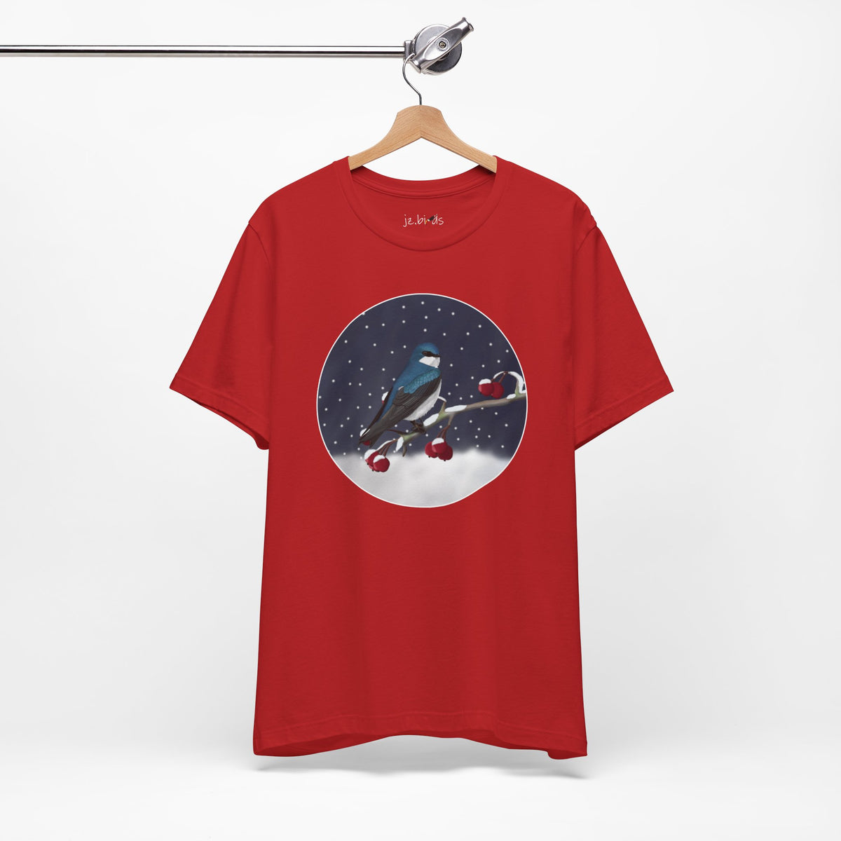 Tree Swallow on a Winter Branch Birdwatcher Christmas Bird T-Shirt
