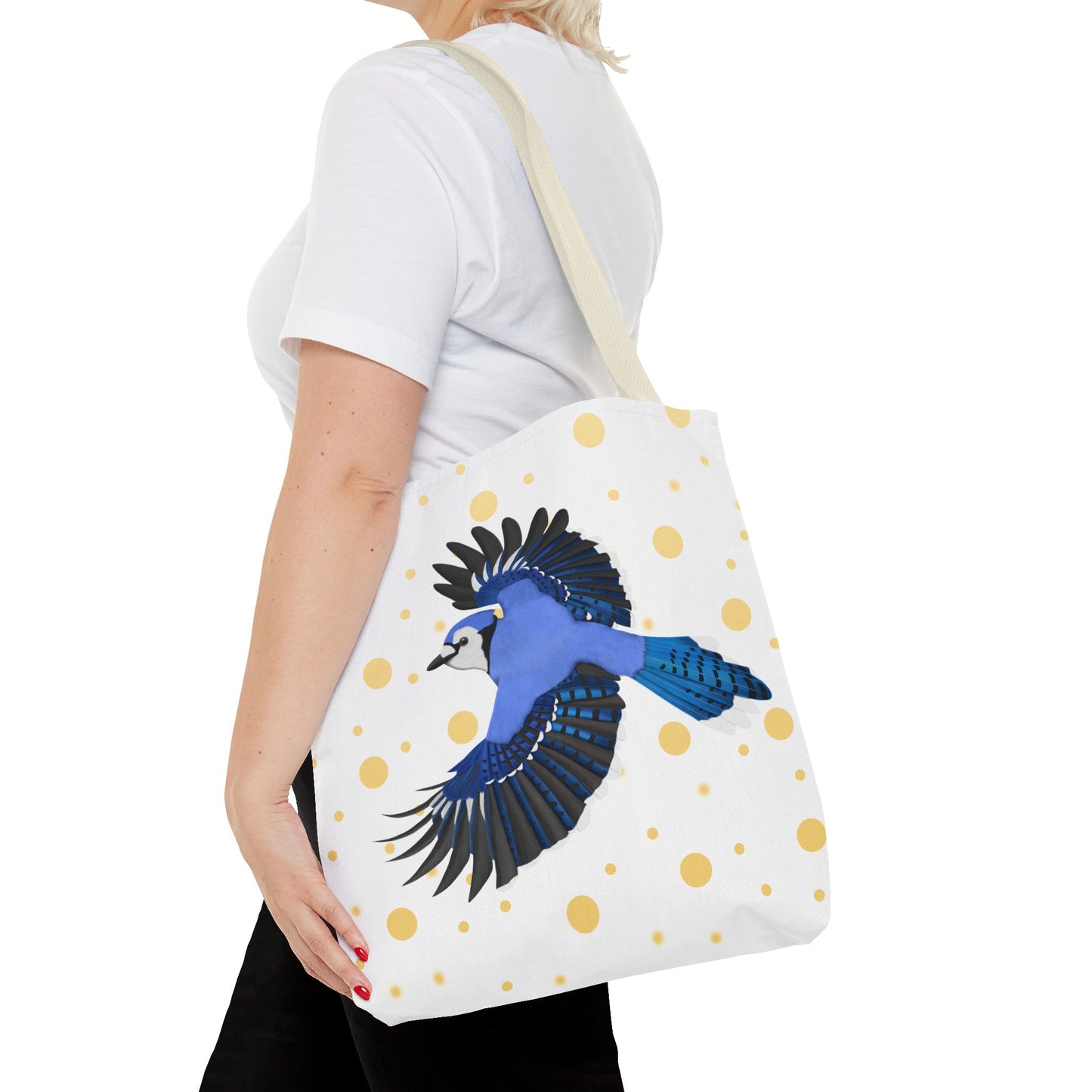 Blue Jay mit Goldenen Punkten Vogel Tragetasche 40x40cm