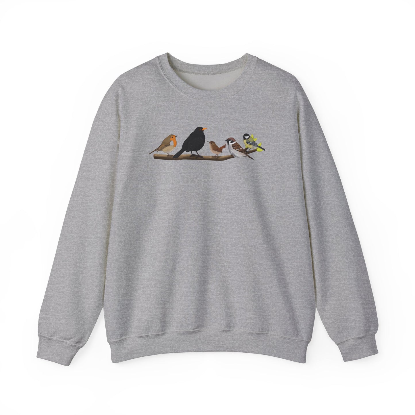 Vögel auf einem Ast Vogel Sweatshirt Amsel Rotkehlchen Kohlmeise Zaunkönig Spatz