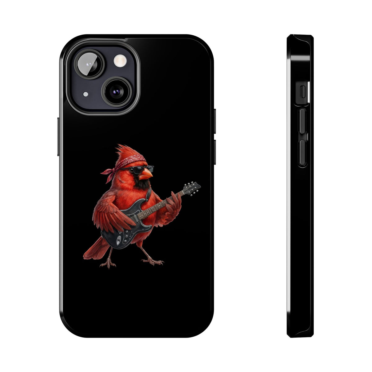 Cardinal with Guitar iPhone Case – Premium Tough Phone Cover Black – animal lover,