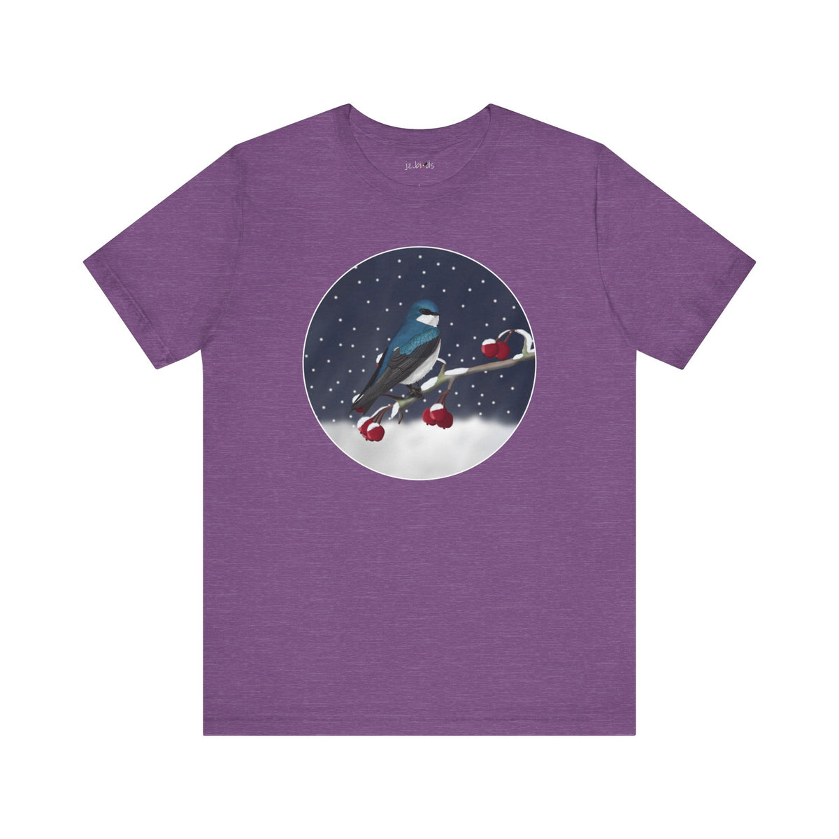 Tree Swallow on a Winter Branch Birdwatcher Christmas Bird T-Shirt –