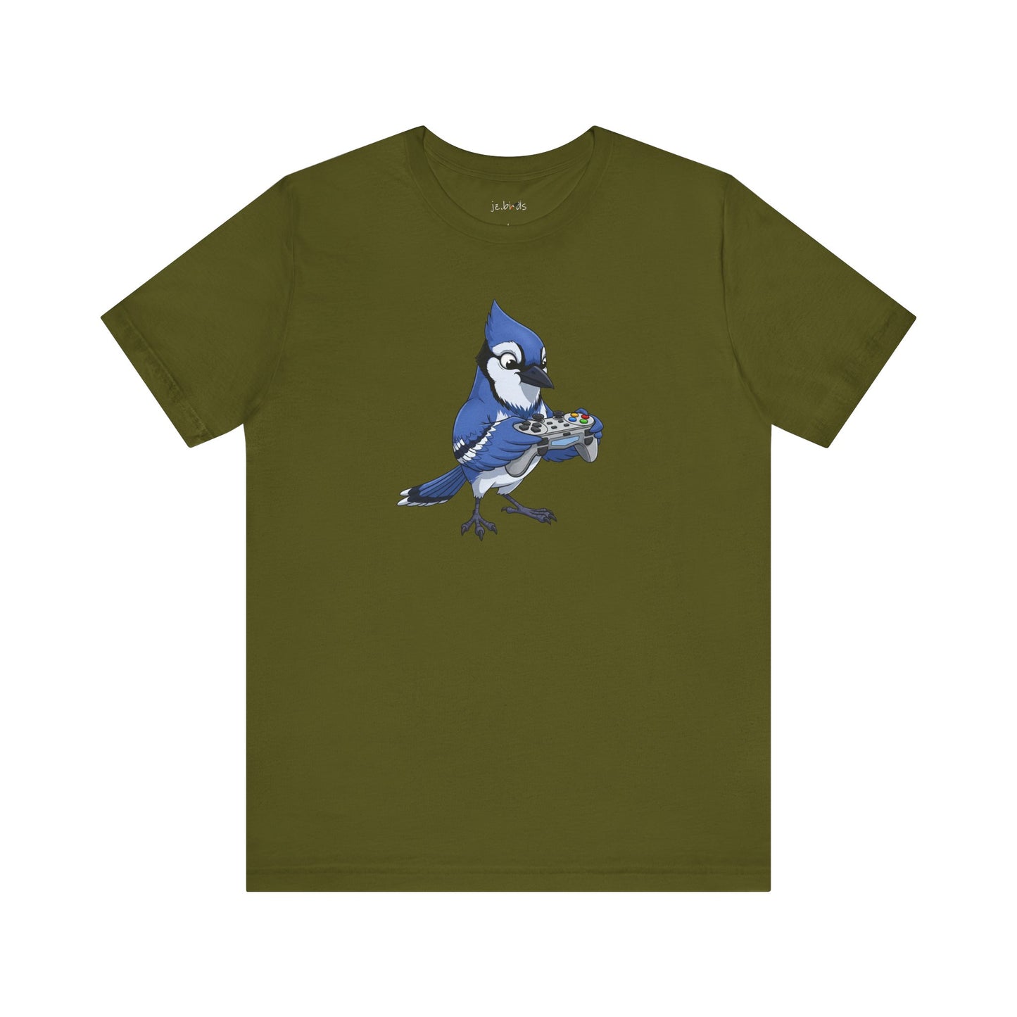 Blue Jay Playing Video Games Funny Gamer and Bird Lover T-Shirt