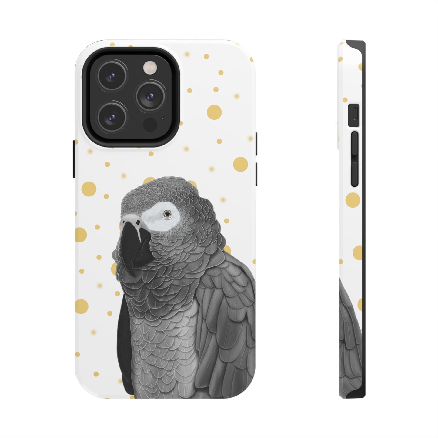 Grey Parrot Bird Art Tough Phone Case White
