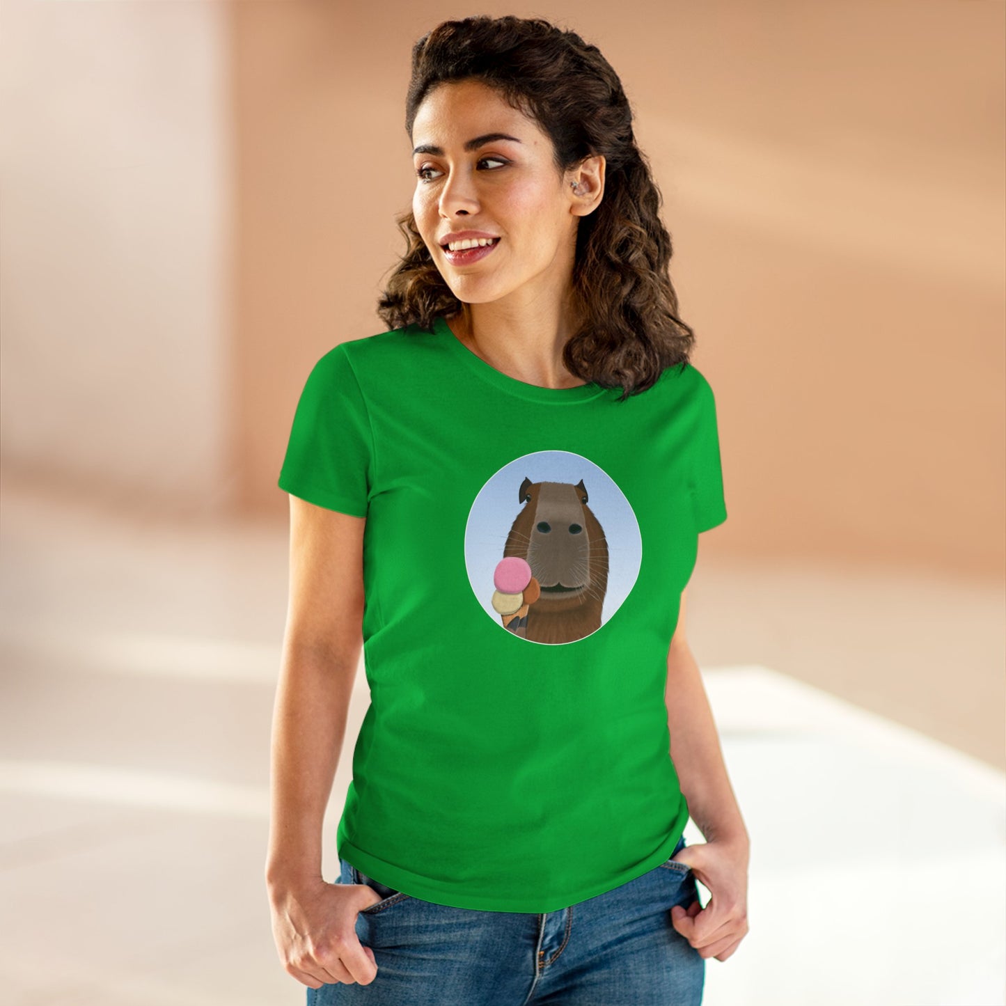 Capybara with Ice Cream Funny Design for Capybara Lovers Women's T-Shirt