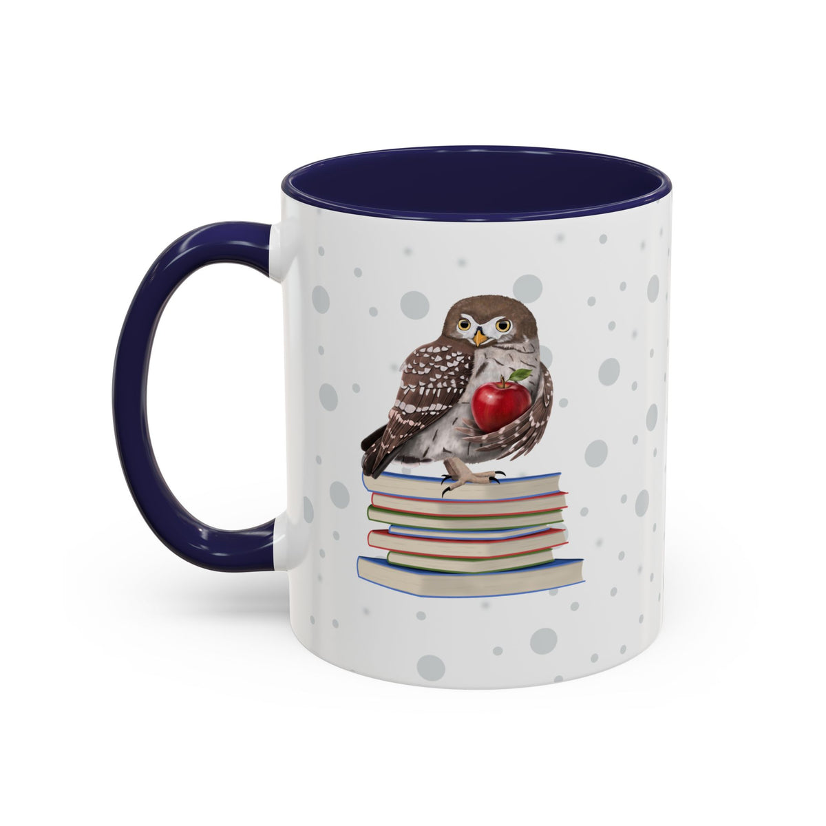 Cute Owl on Books Teacher Mug – Two-Tone Classroom Coffee Cup