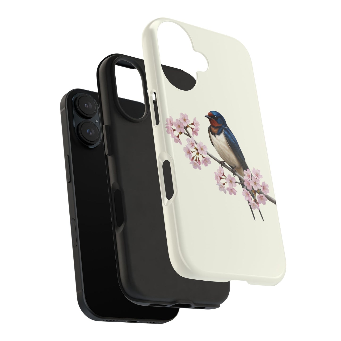 Barn Swallow & Cherry Blossom Tough iPhone Case Creamy White