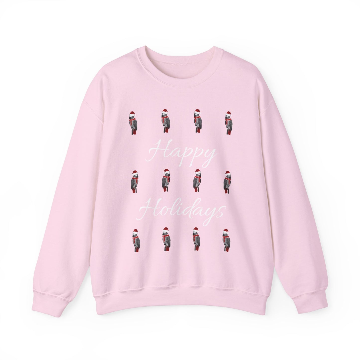Grey Parrot as Santa with Hat and Scarf Happy Holidays Birdwatcher Christmas Bird Sweatshirt