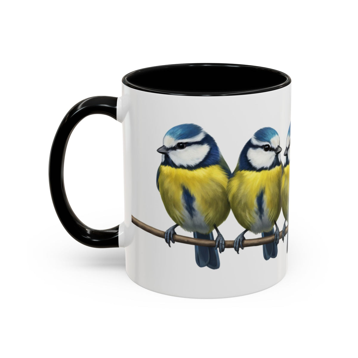 Blue Titmice on a Branch Ceramic Bird Coffee Mug – Custom Gift for Bird Watchers