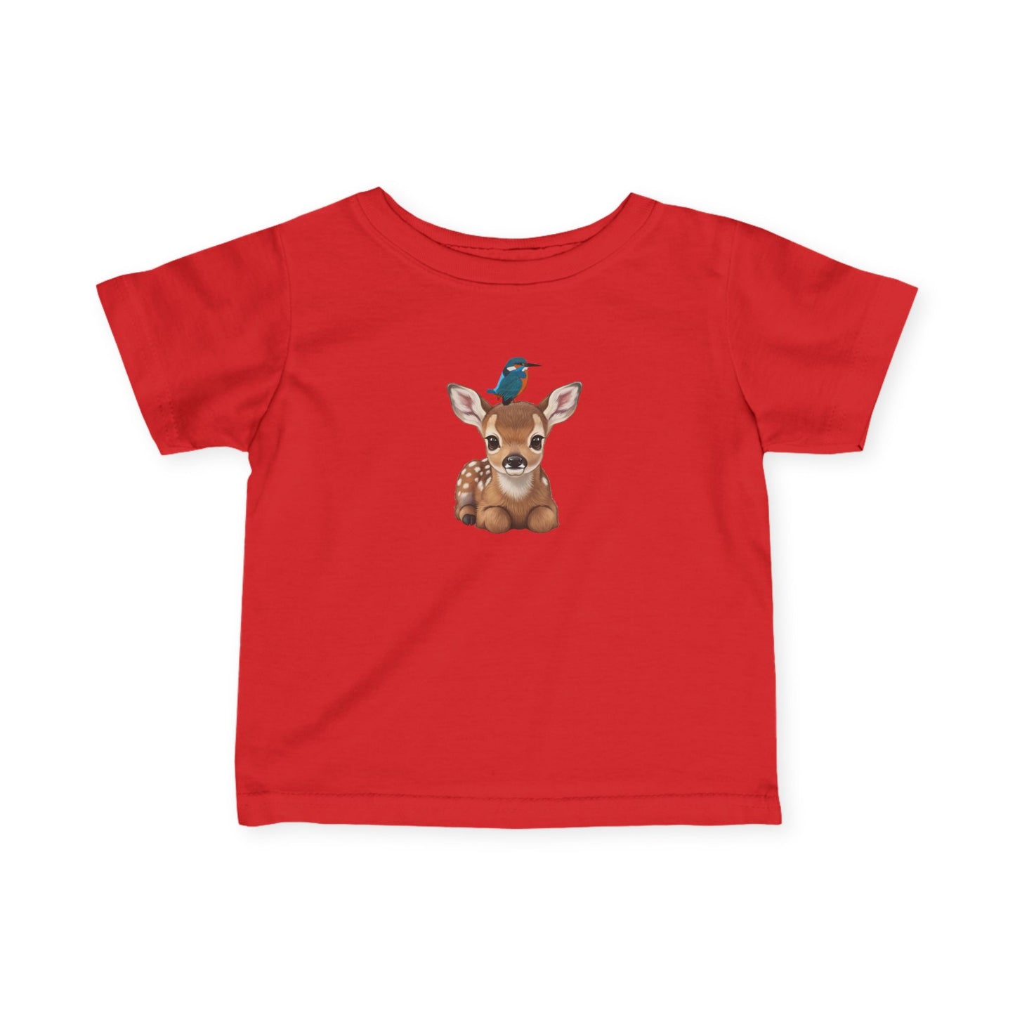 Rehkitz mit Eisvogel Baby T-Shirt Süßes Tiermotiv