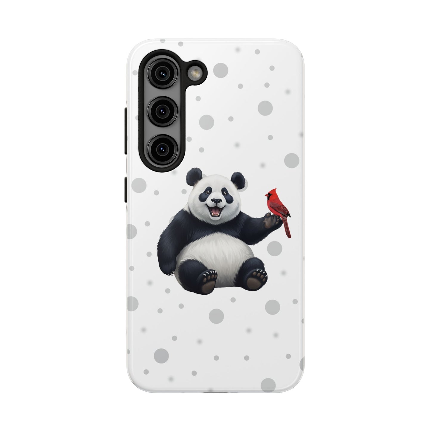 Cute Panda Bear with a Cardinal Animal iPhone Case - Dual-Layer PC/TPU Protective Cover for iPhone