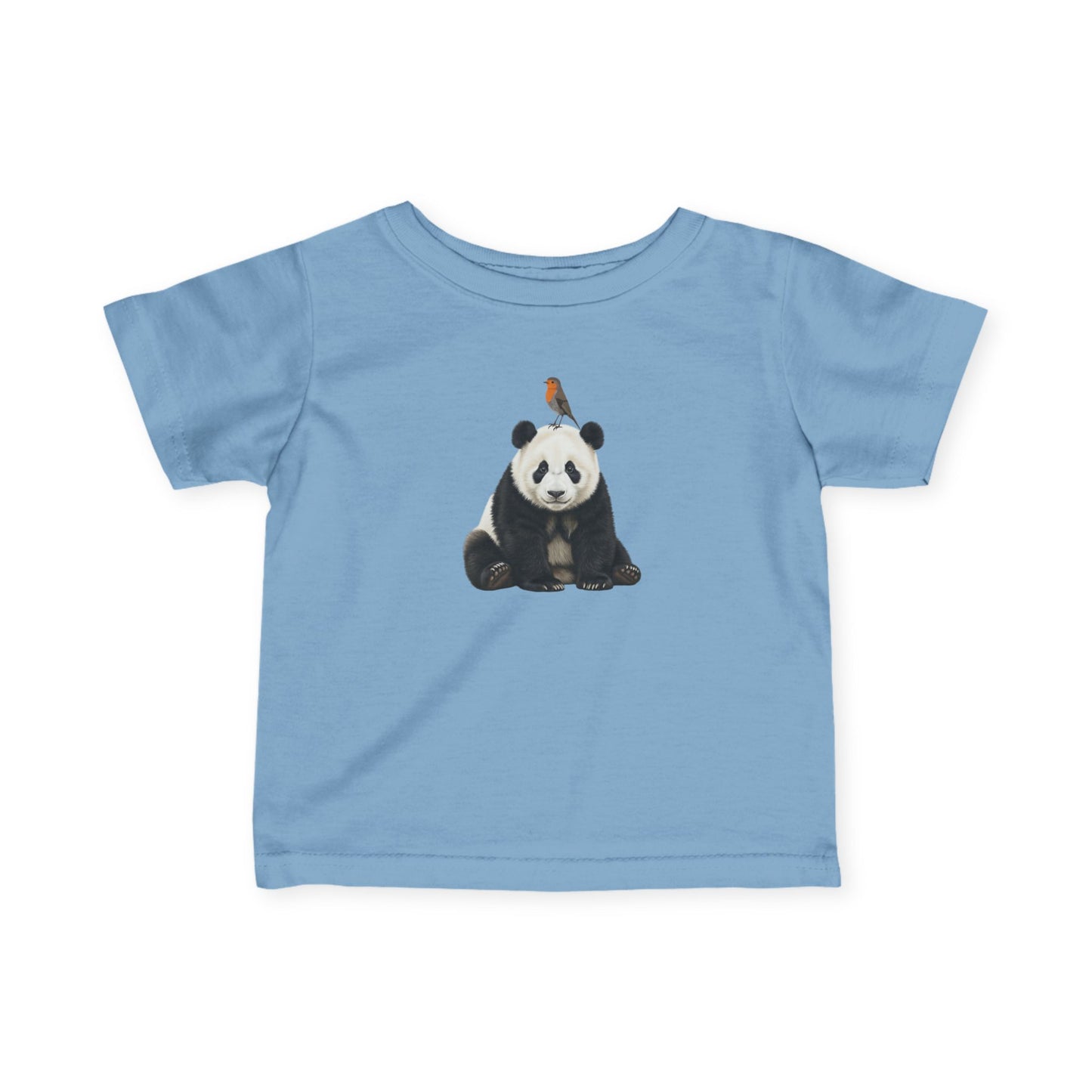 Panda mit Rotkehlchen Vogel Tiermotiv T-Shirt für Babys und Kleinkinder