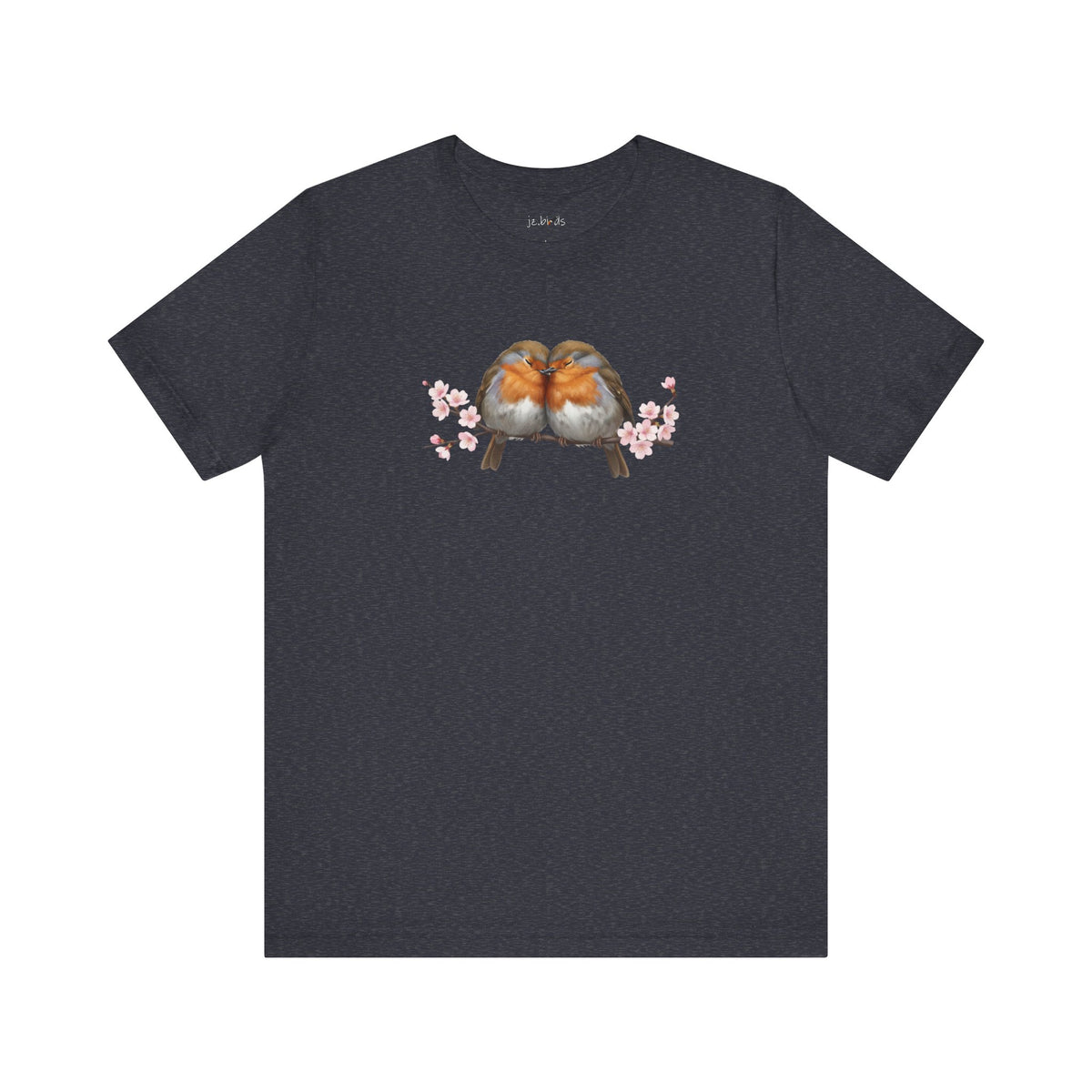 Lovebirds Robins T-Shirt – Floral Bird Lover Gift for Valentine's Day –