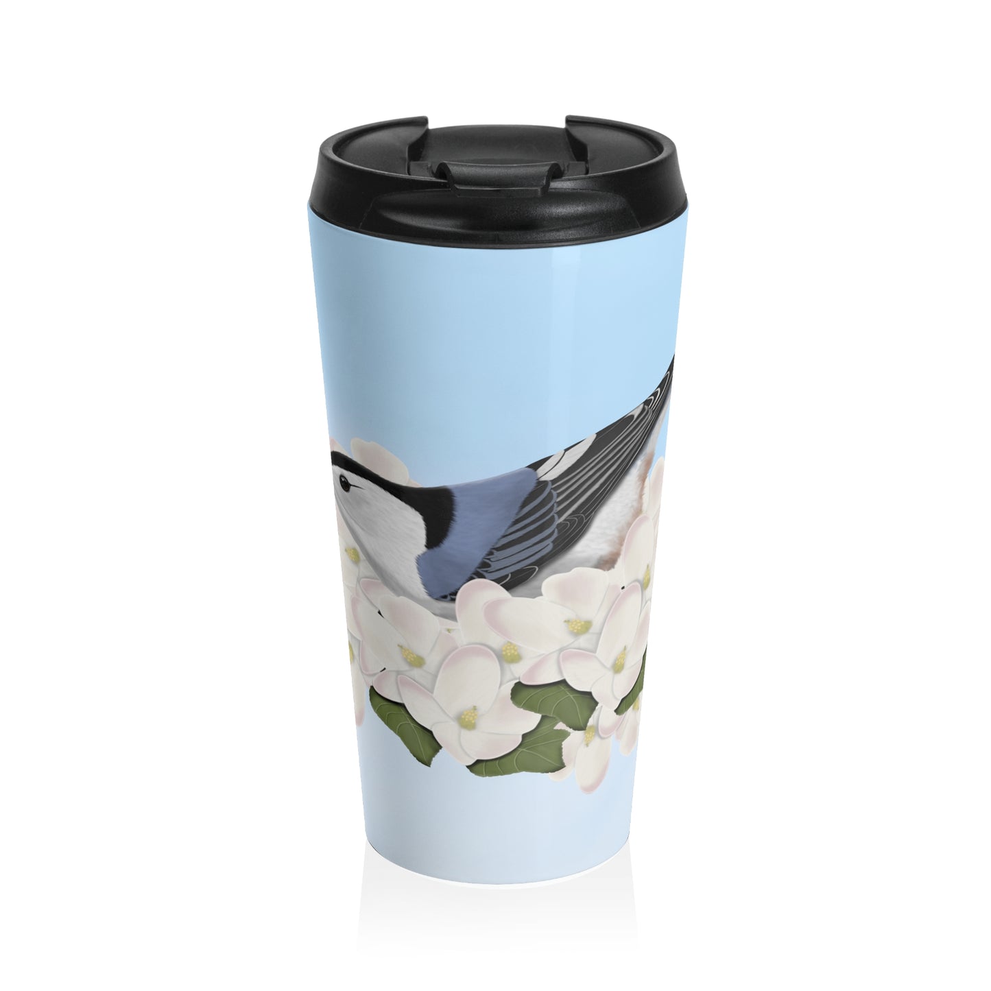 White-Breasted Nuthatch Bird Stainless Steel Travel Mug 15oz - jz.birds