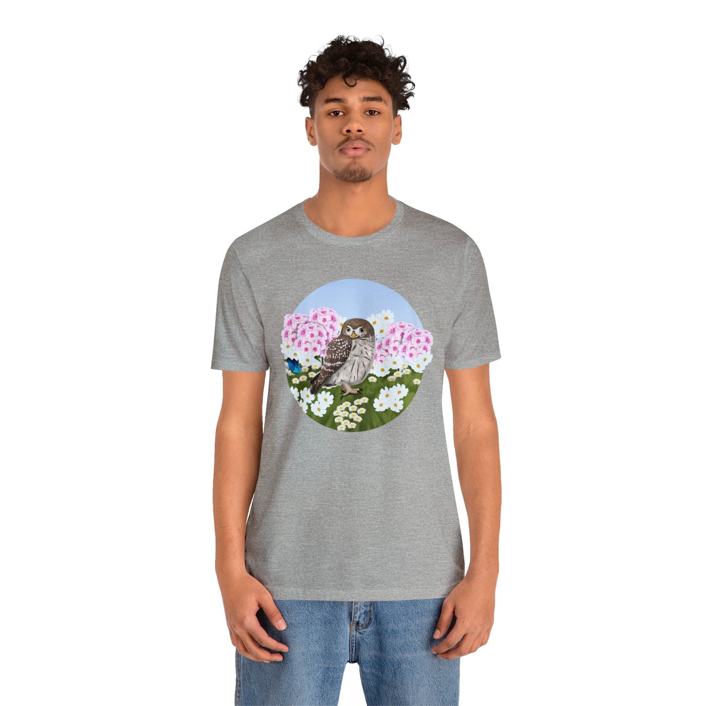 Little Owl and Summer Flowers Bird Tee
