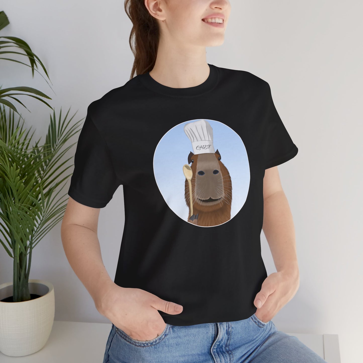 Capybara with Chef Hat and Wooden Spoon Funny Kitchen T-Shirt