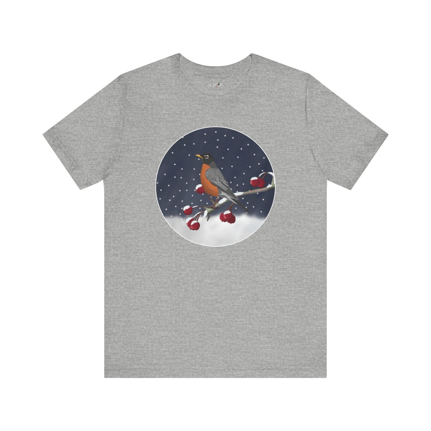 American Robin on a Winter Branch Birdwatcher Christmas Bird T-Shirt