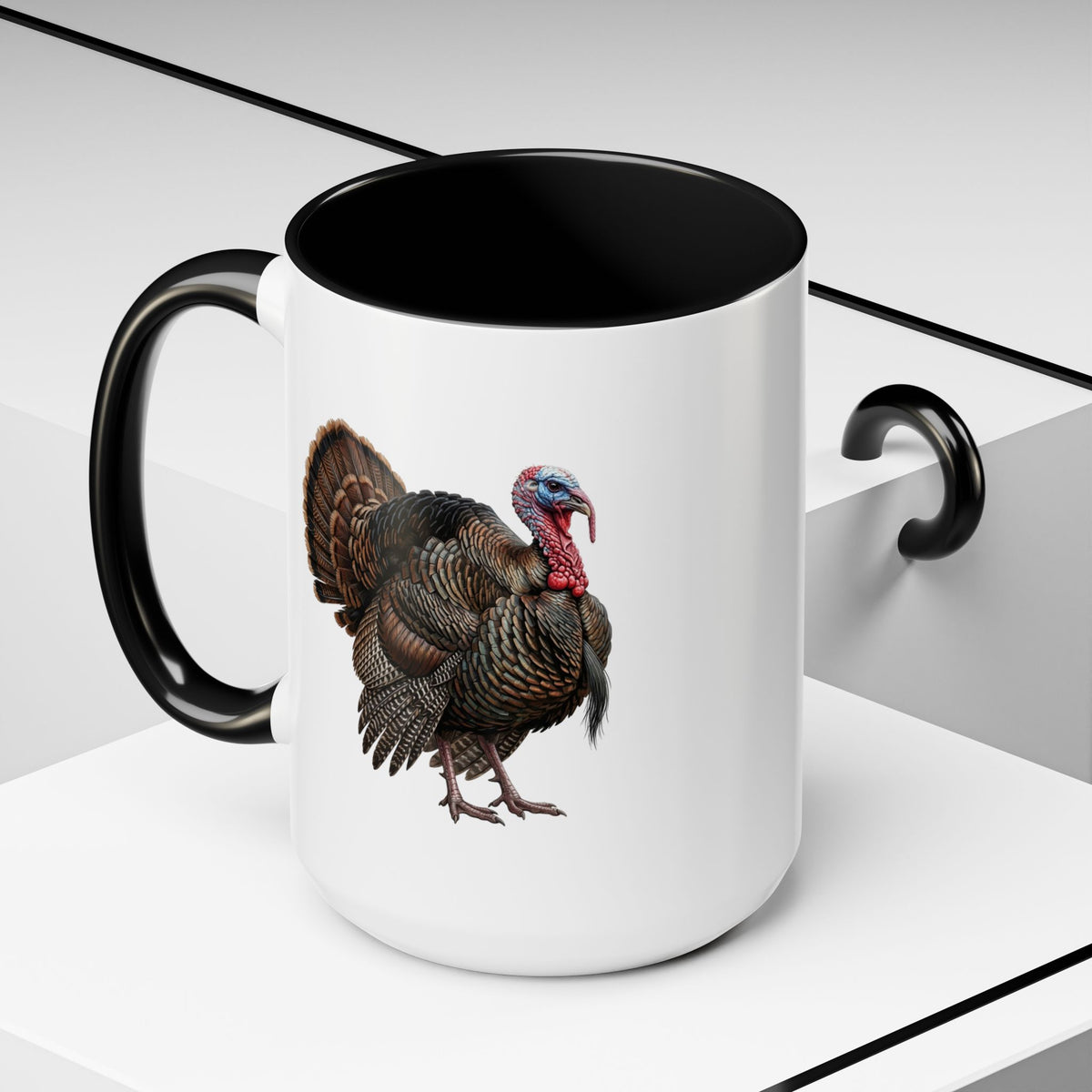 Thanksgiving Turkey Two-Tone Mug | Wild Turkey Bird Art Coffee Cup | Fall Gift