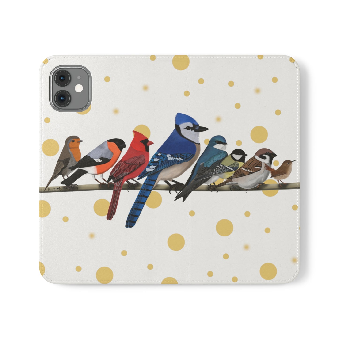 Garden Birds Blue Jay Cardinal Bullfinch Wren Bird Art Phone Flip Case
