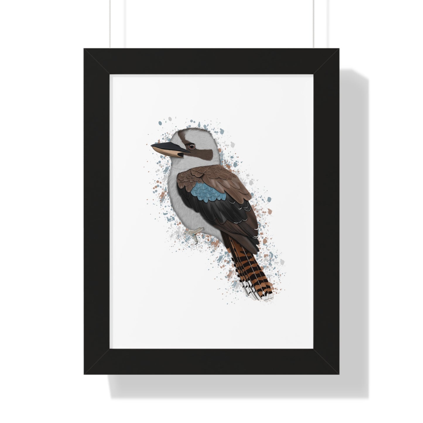 Kookaburra Bird Framed Poster in Black