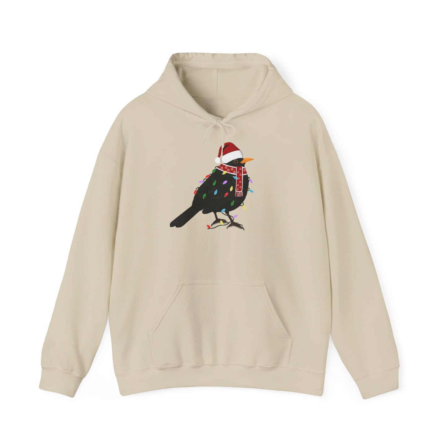 Amsel Weihnachts-Hoodie - Vogel als Weihnachtsmann mit Lichterkette Sweater