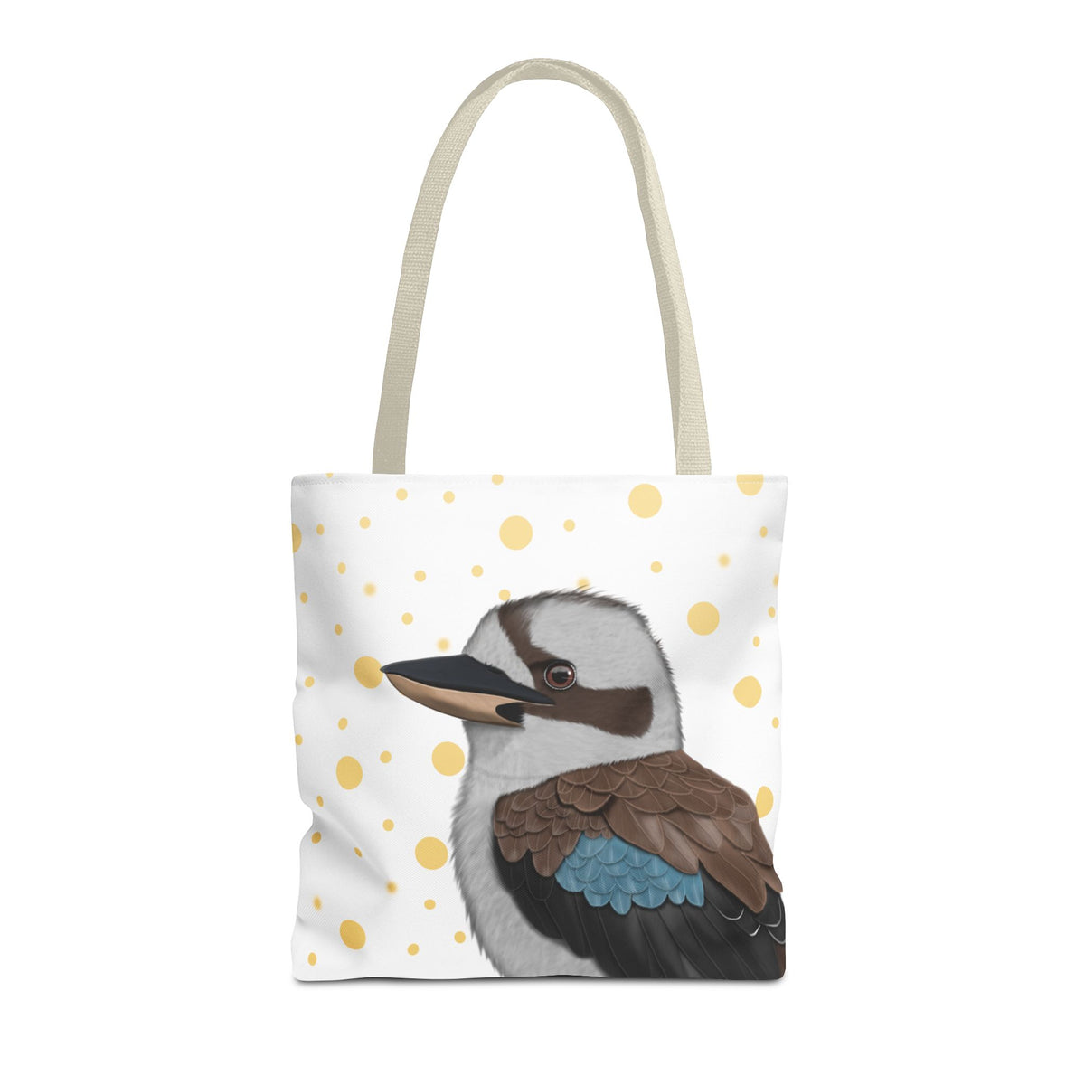 Kookaburra Golden Dots Bird Tote Bag 16"x16" White Bags – Accessories and All Over Print style