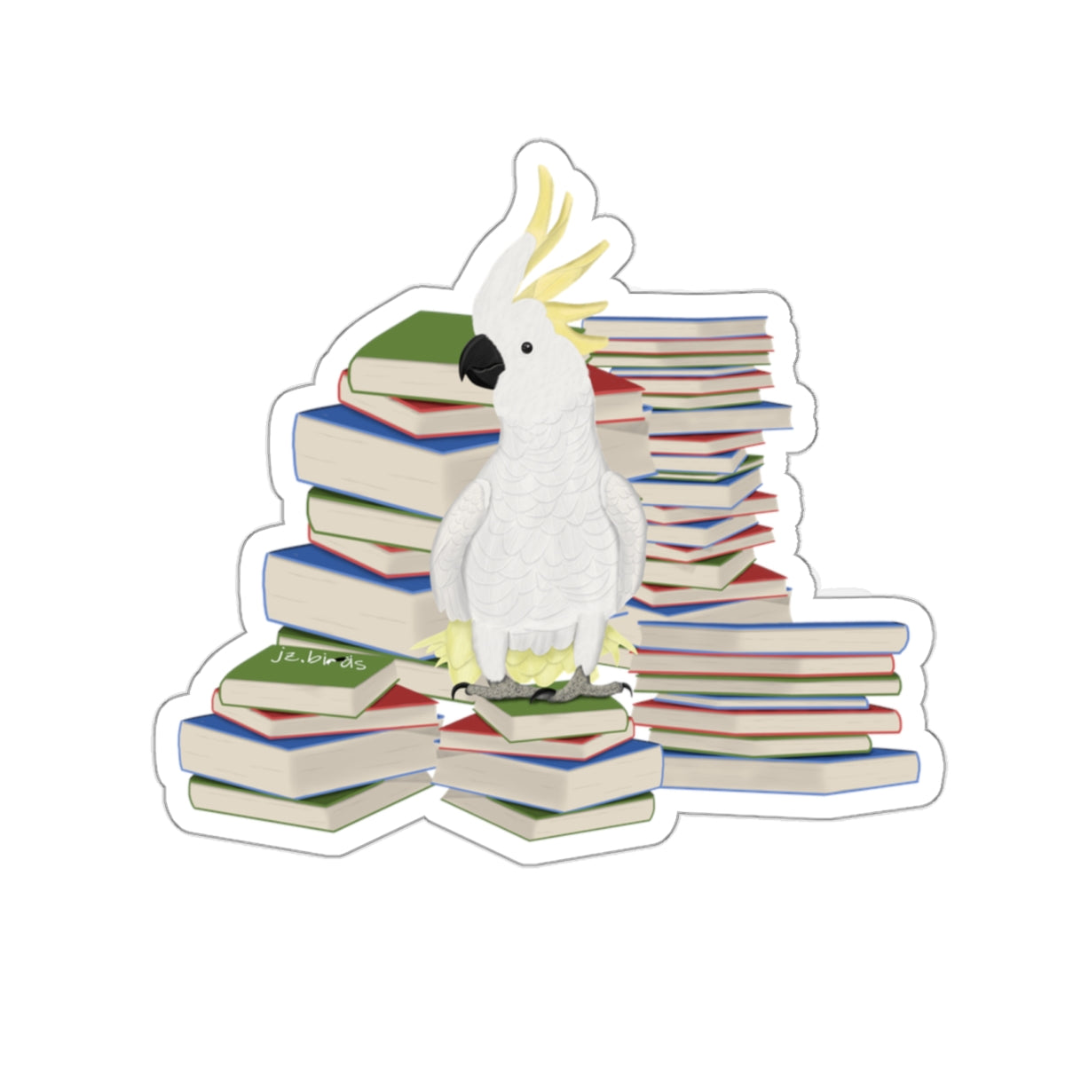 Cockatoo Paper products – Bird and Books Birdlover Bookworm Sticker