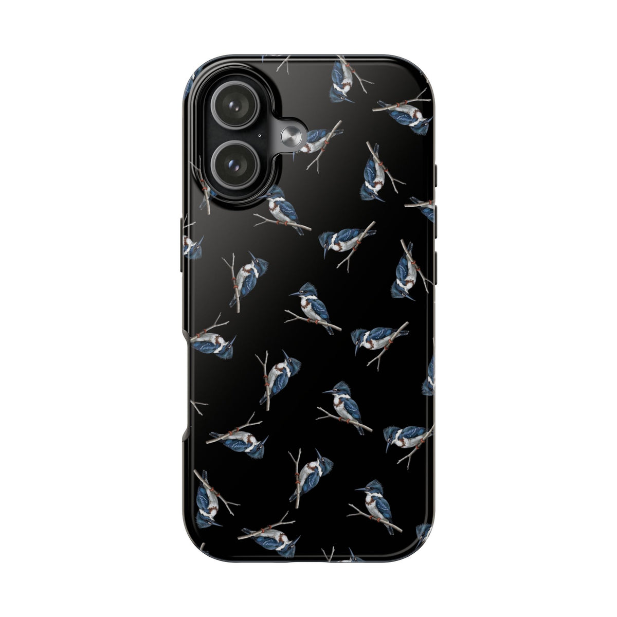 Belted Kingfisher iPhone Case Black – Premium Tough Phone Cover for Bird Lovers