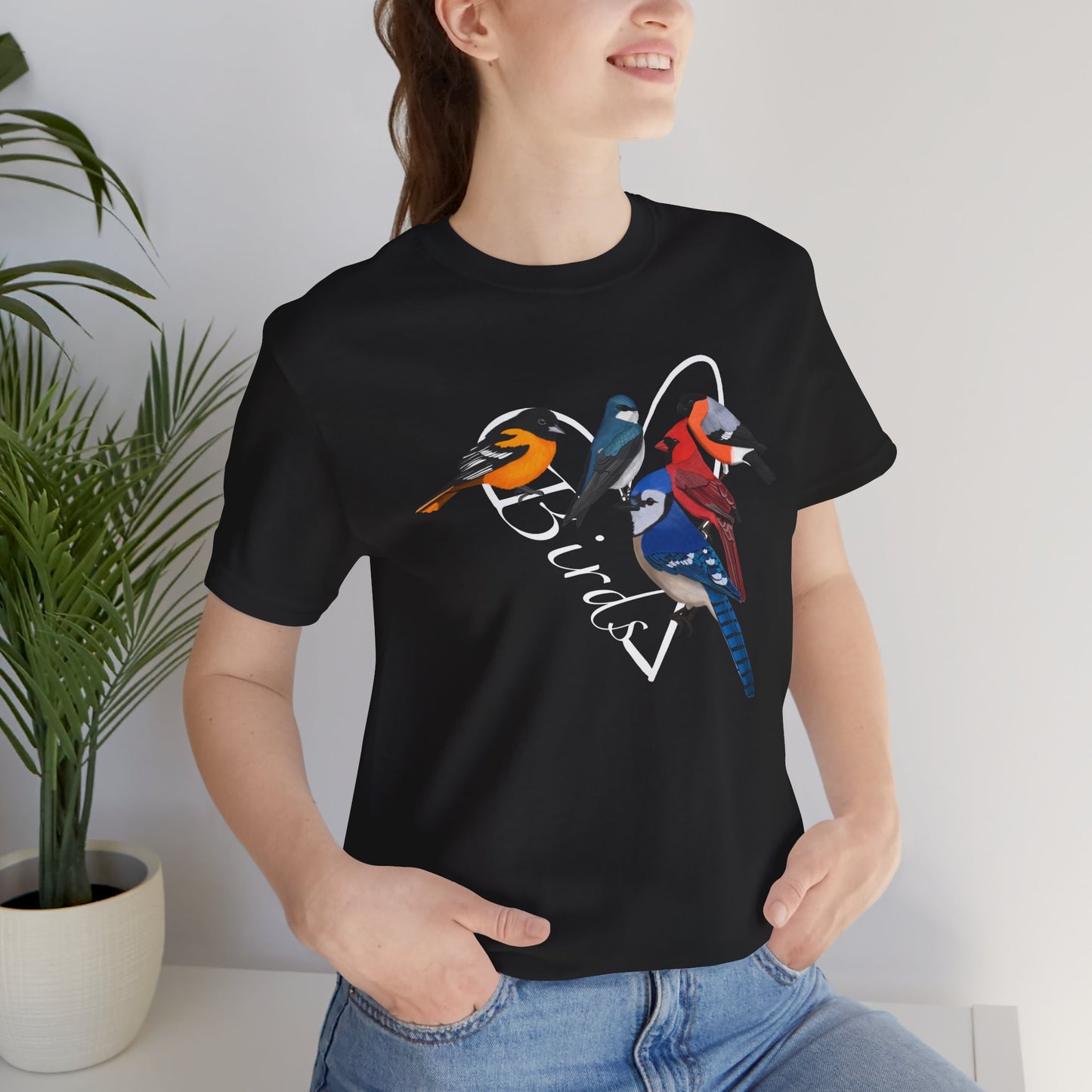 Blue Jay Cardinal Oriole Bullfinch Tree Swallow Heart Bird T-Shirt