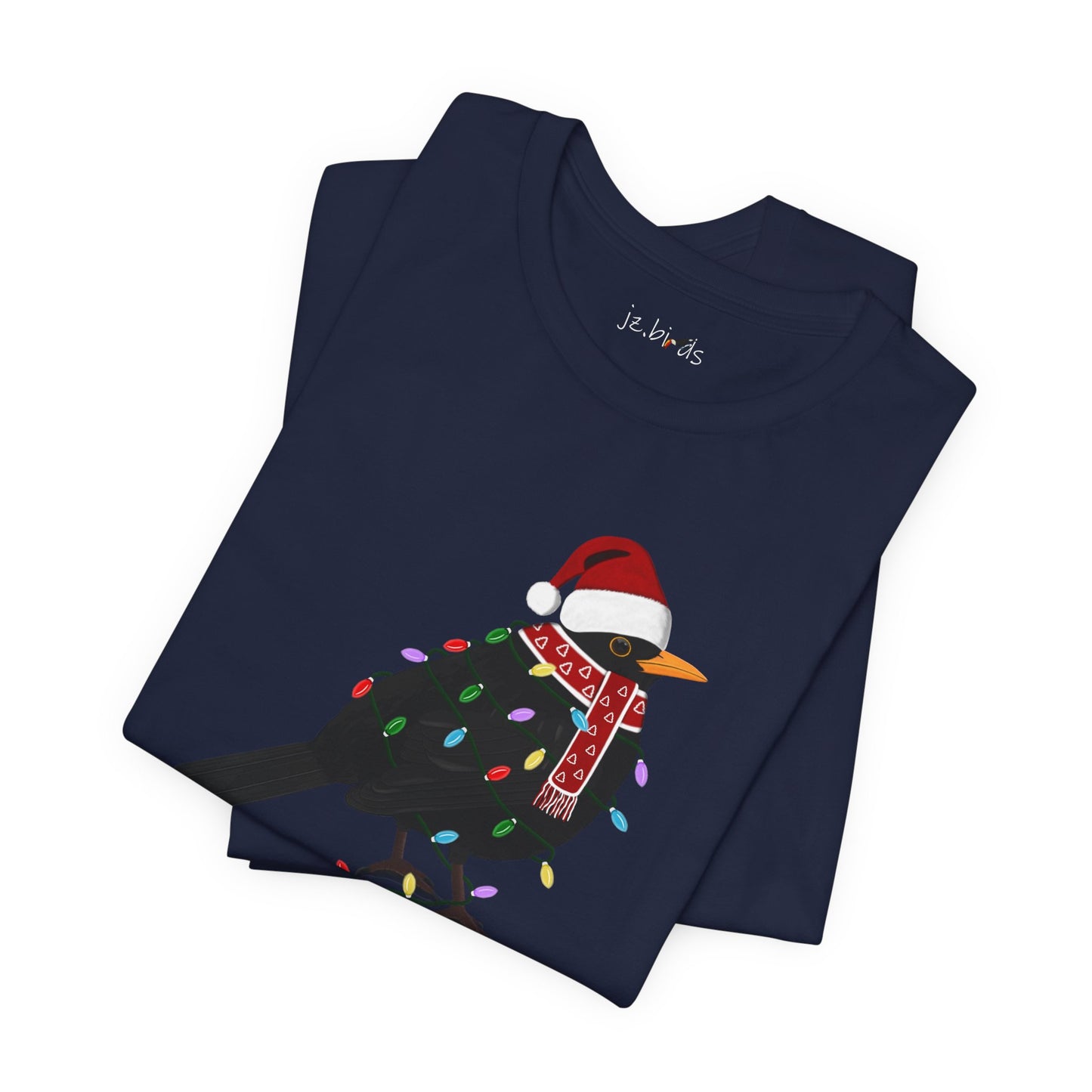 Blackbird with Fairy Lights Christmas Bird T-Shirt