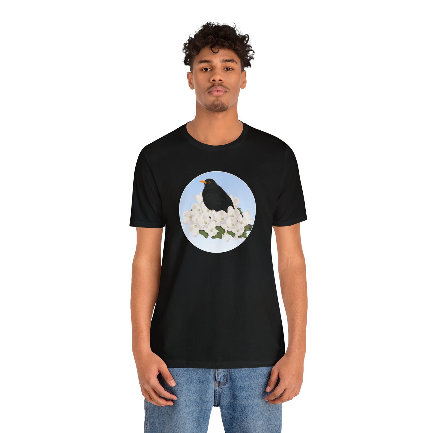 Blackbird and Spring Apple Blossoms Bird T-Shirt