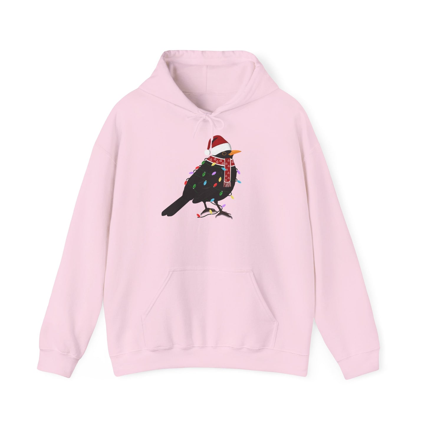 Amsel Weihnachts-Hoodie - Vogel als Weihnachtsmann mit Lichterkette Sweater