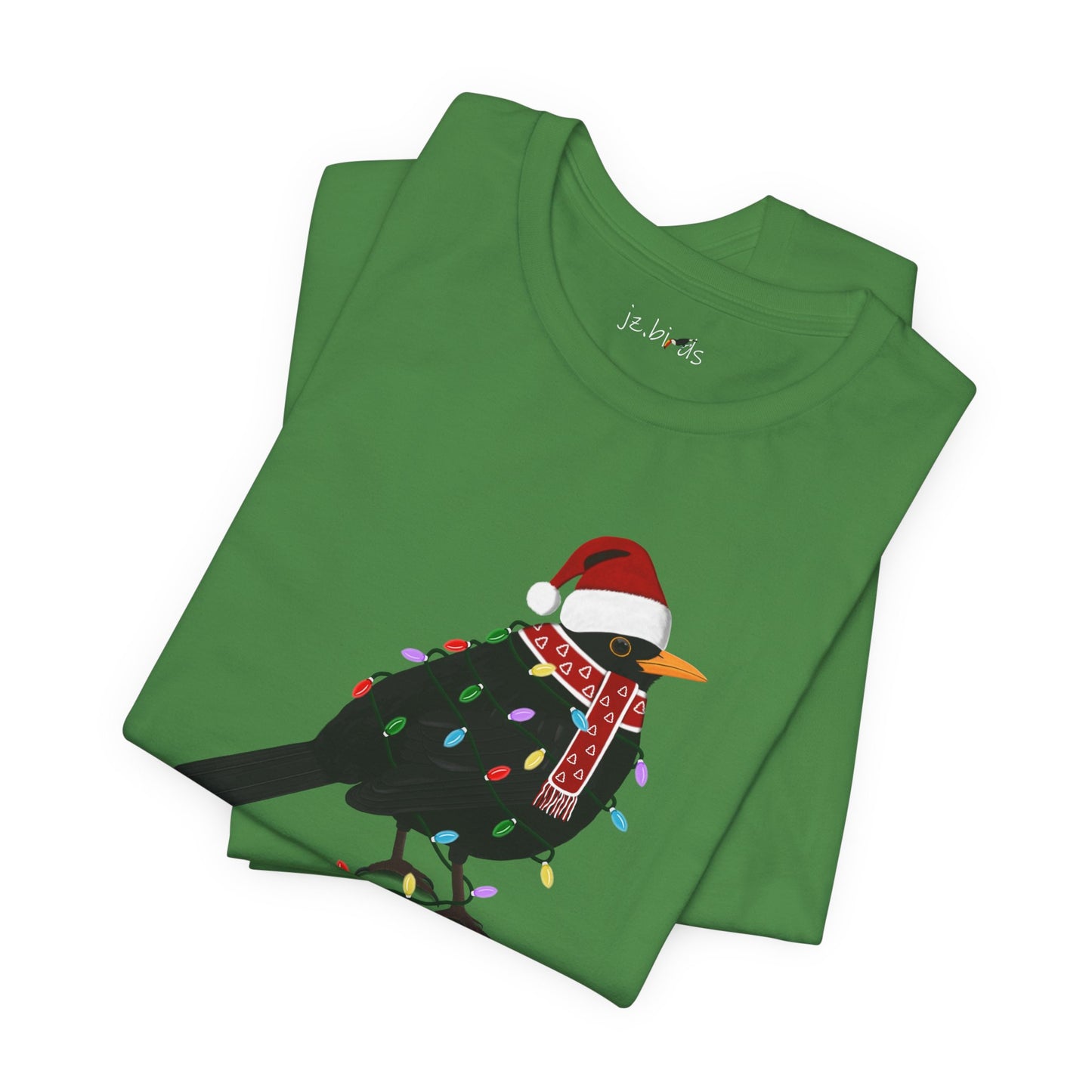 Blackbird with Fairy Lights Christmas Bird T-Shirt