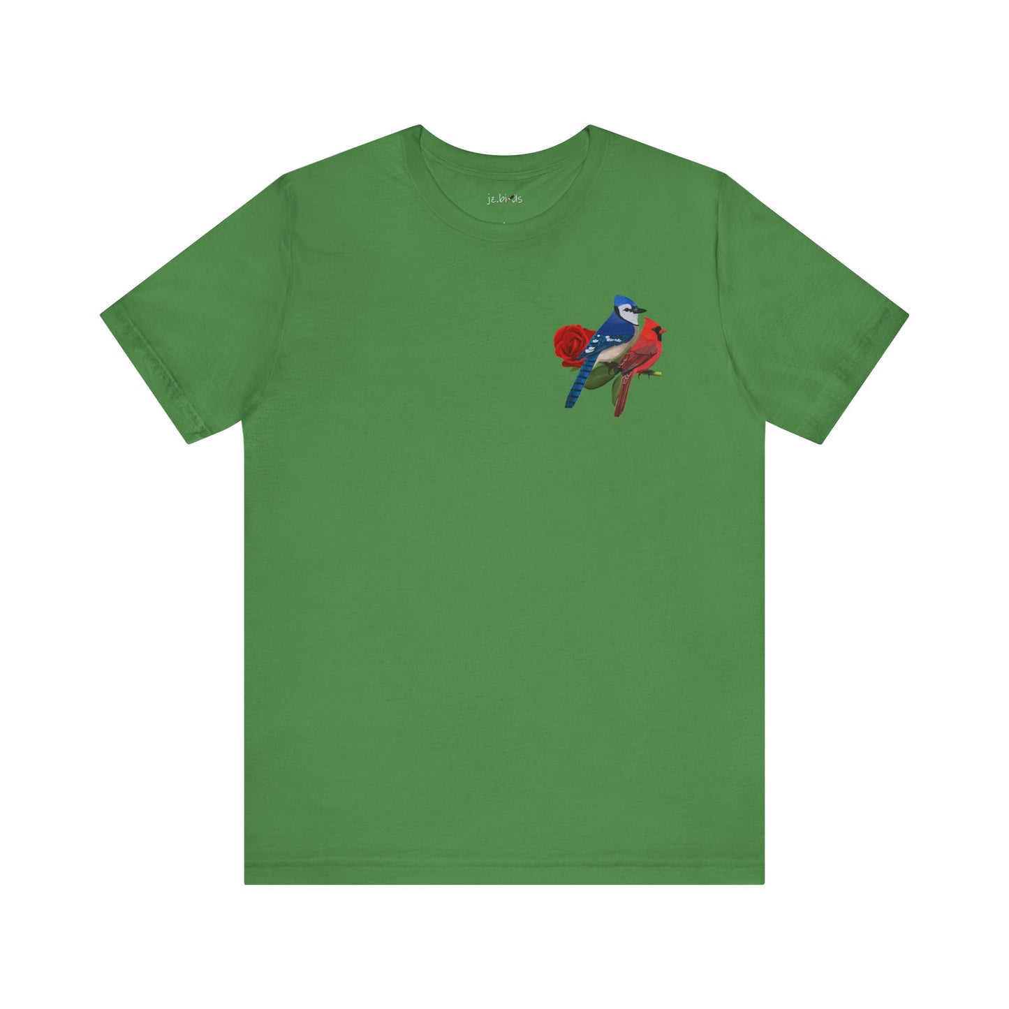 Valentine's Day Blue Jay Cardinal Birds on Rose T-Shirt