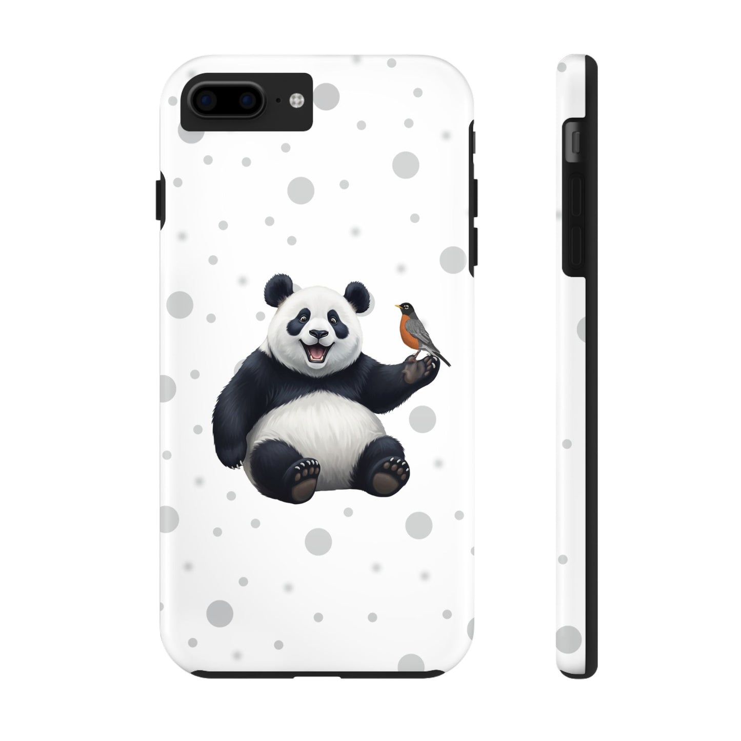 Cute Panda Bear with American Robin Animal iPhone Case - Dual-Layer PC/TPU Protective Cover for iPhone