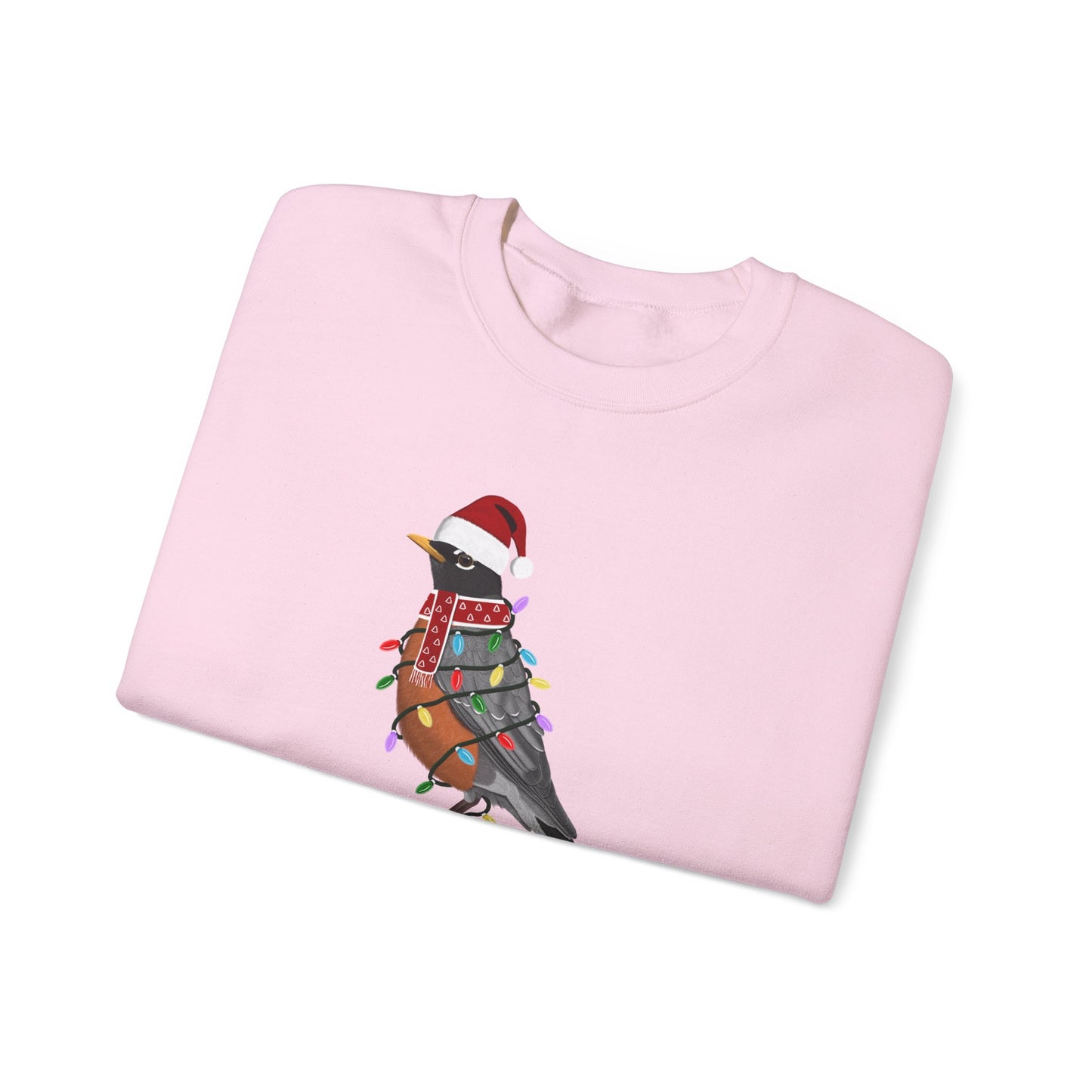Robin with Fairy Lights as Santa Happy Holidays Birdwatcher Christmas Bird Sweatshirt