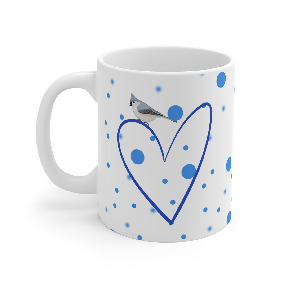 Tufted Titmouse Valentine's Day Mug – Bird 11oz Blue Heart