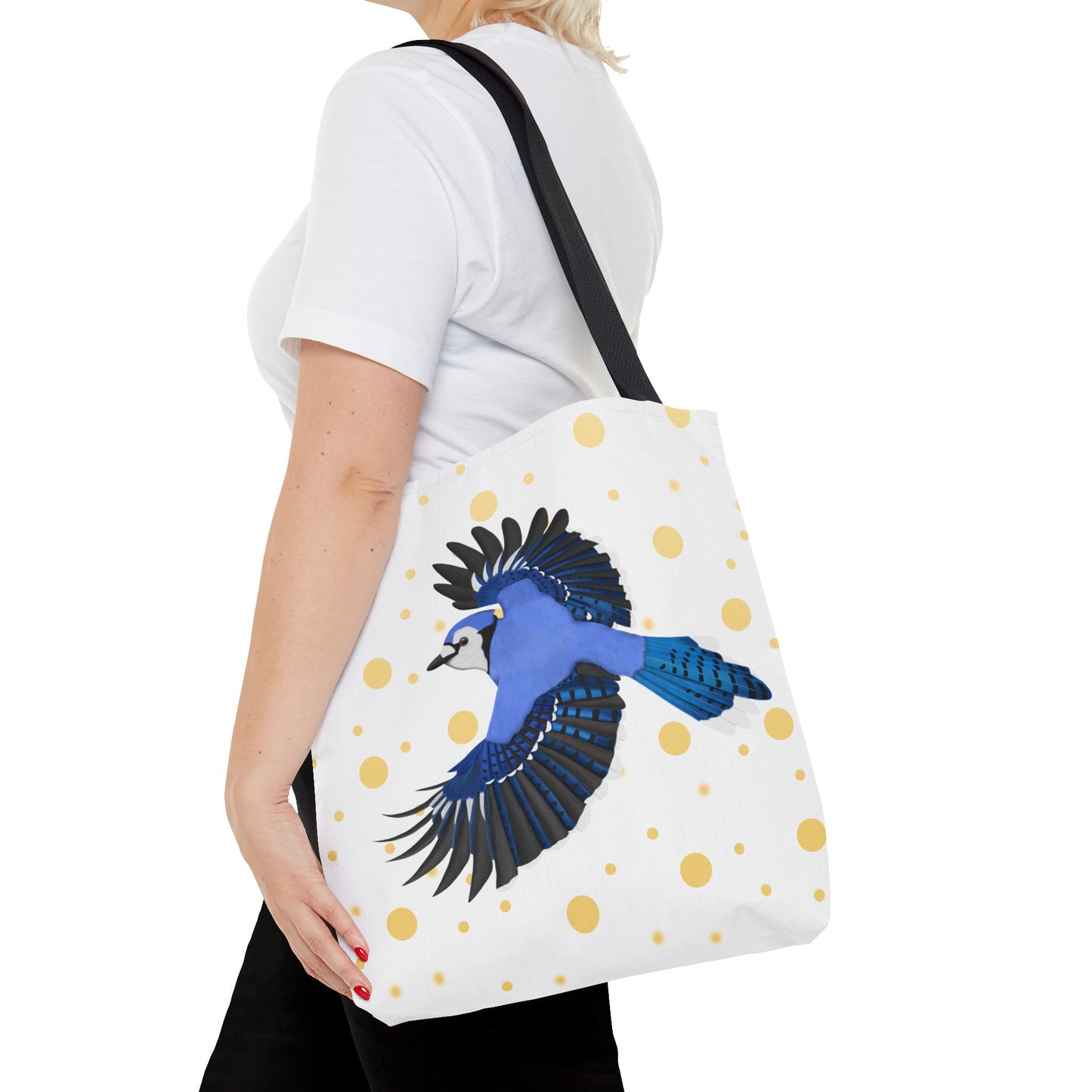 Blue Jay mit Goldenen Punkten Vogel Tragetasche 40x40cm