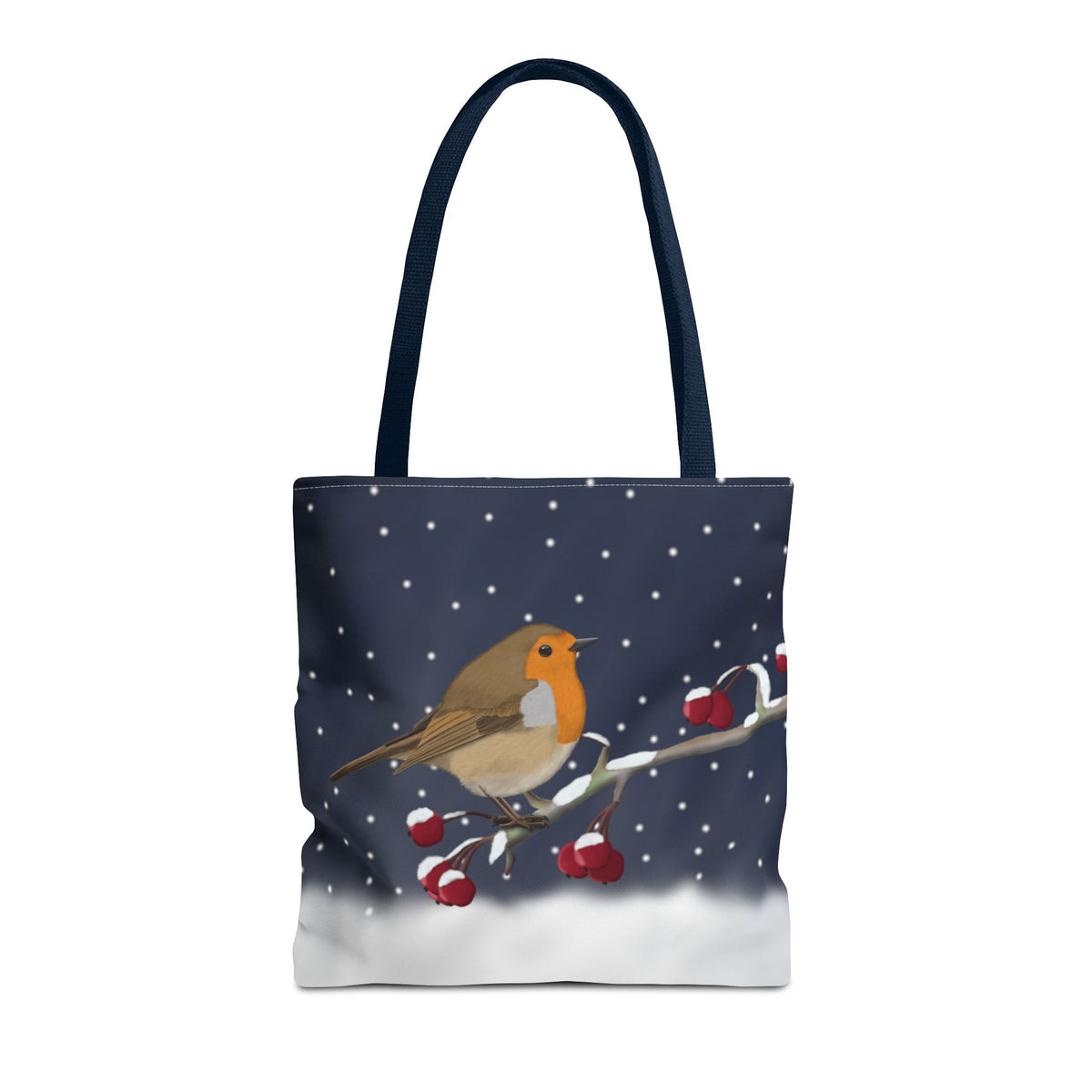 Rotkehlchen auf einem Ast im Schnee Vogel Tragetasche – Accessories,