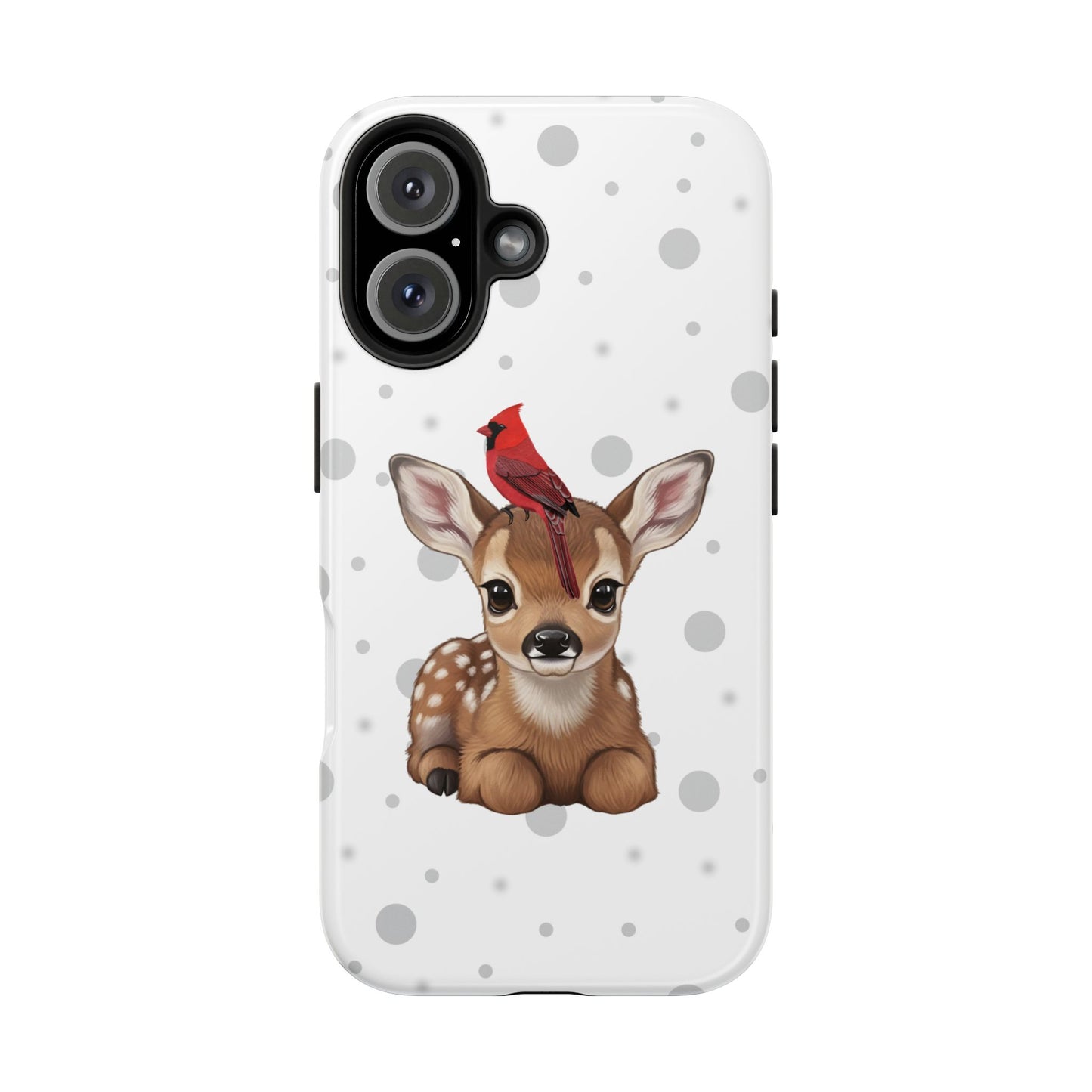 Cute Fawn with a Cardinal Animal iPhone Case - Dual-Layer PC/TPU Protective Cover for iPhone
