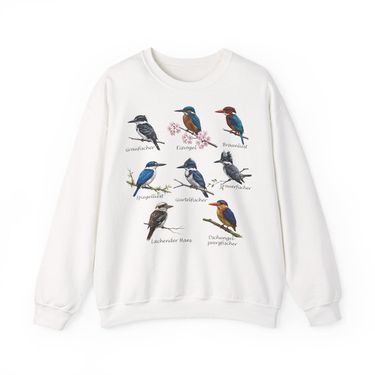 Sweatshirt mit Eisvögeln Vogelmotiv in Black