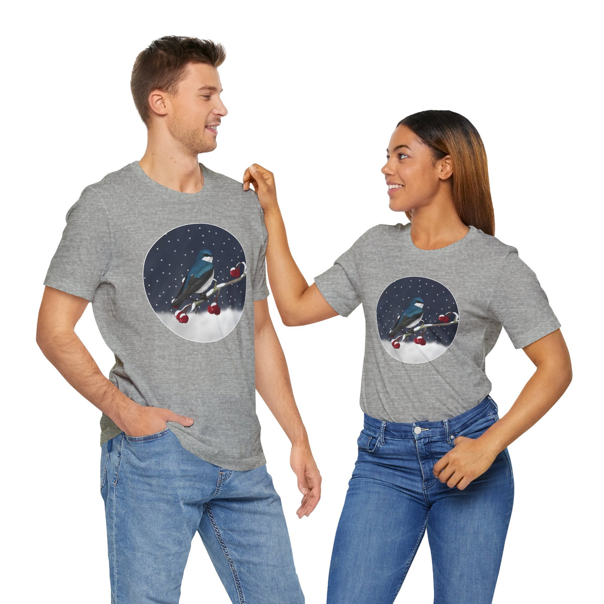 Tree Swallow on a Winter Branch Birdwatcher Christmas Bird T-Shirt