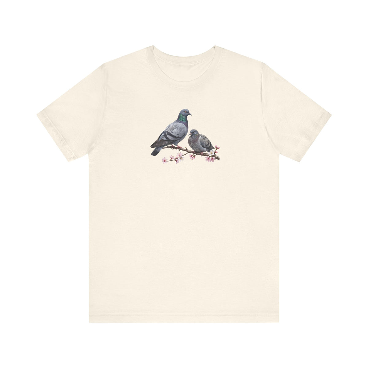 Taube & Jungvogel T-Shirt | Frühlingsblüten Vogelmotiv für Vogelbeobachter