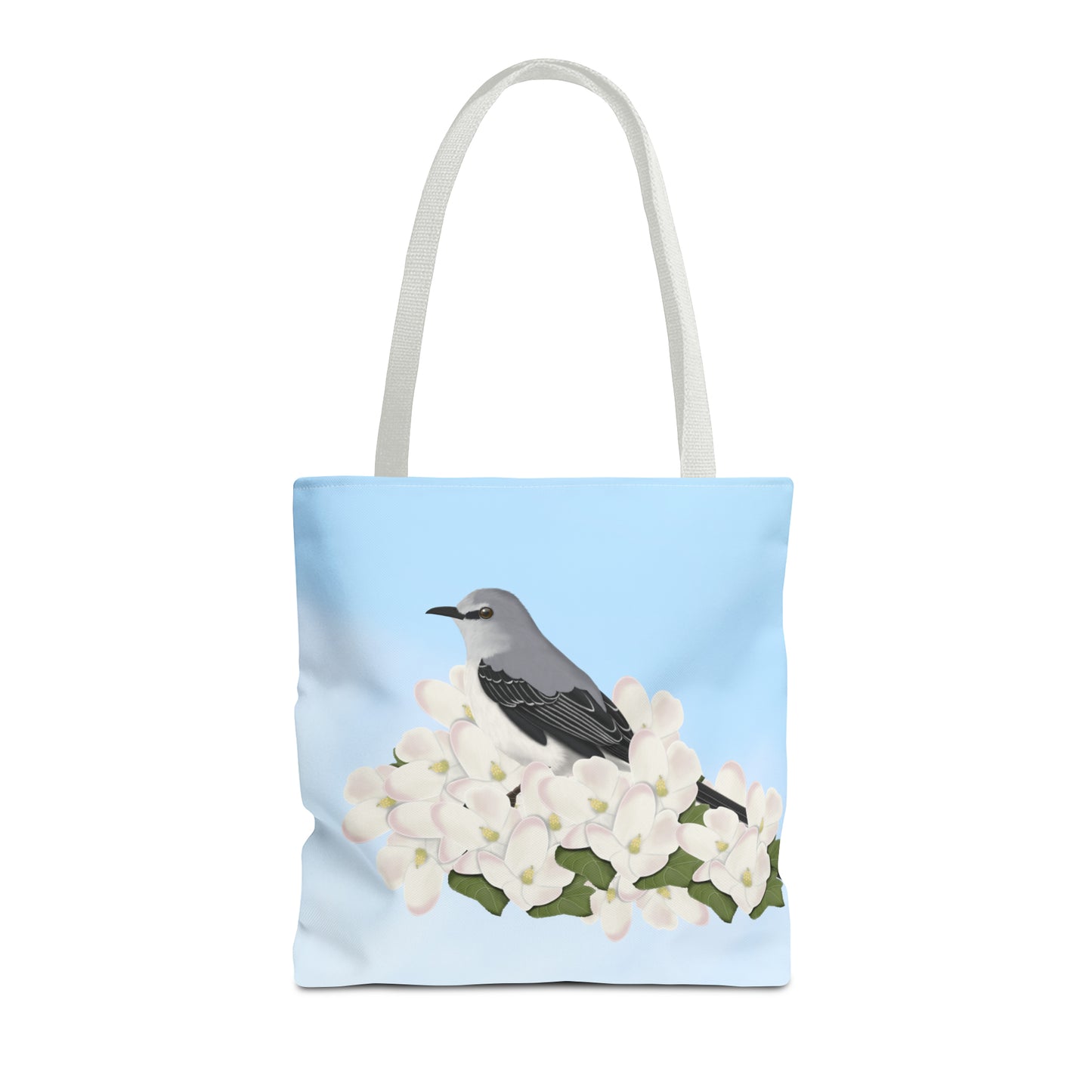 Mockingbird in Spring Blossoms Bird Tote Bag 16"x16" - jz.birds