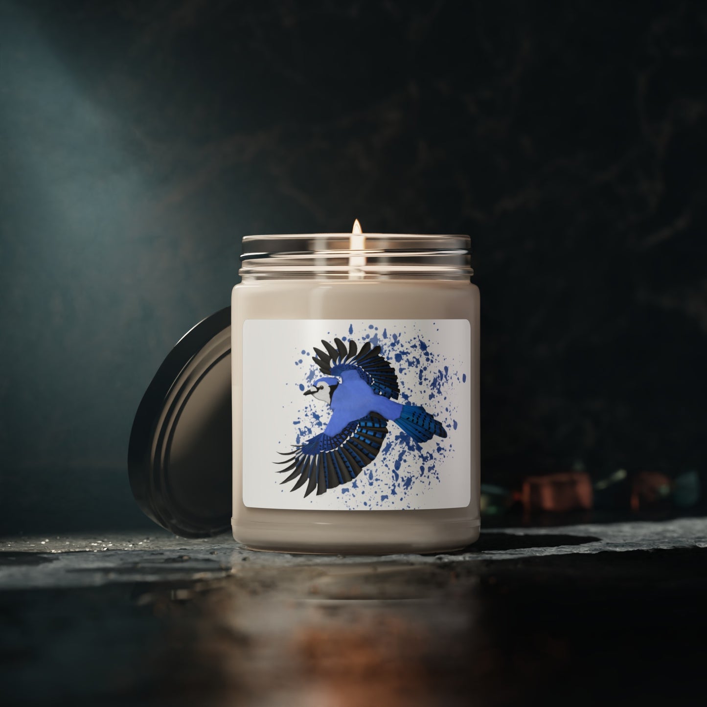 Blue Jay Bird Art Scented Soy Candle, 9oz